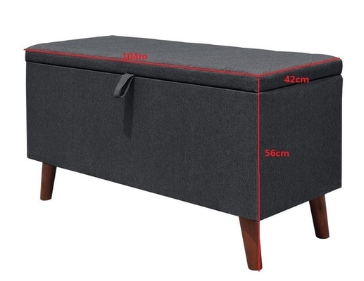 Taburete plegable oscuro del almacenamiento de Grey Fabric Storage Ottoman Hidden