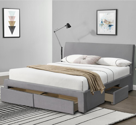 Cajón 4 ocultado resbalando el certificado del SGS de Grey Velvet Fabric de la cama del almacenamiento