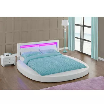 Reina moderna/cama de plataforma redonda del mismo tamaño romántica con la luz del LED