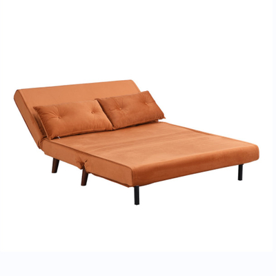 Pequeño Daybed doble de la ruedecilla de Sofa Bed Orange Velvet Upholstered del plegamiento de 2 Seater