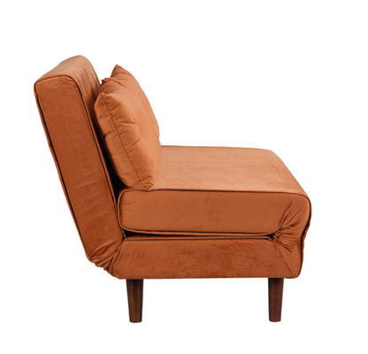 Pequeño Daybed doble de la ruedecilla de Sofa Bed Orange Velvet Upholstered del plegamiento de 2 Seater
