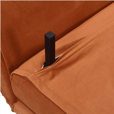 Pequeño Daybed doble de la ruedecilla de Sofa Bed Orange Velvet Upholstered del plegamiento de 2 Seater