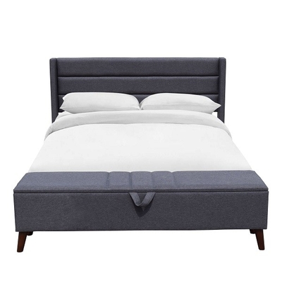 Madera durable Grey Slat del marco de rey Size Upholstered Bed de Ottoman del almacenamiento