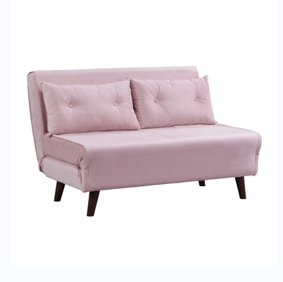 Tri terciopelo rosado tapizado plegable Sofa Bed Chair de Seater del Daybed 2 de la ruedecilla