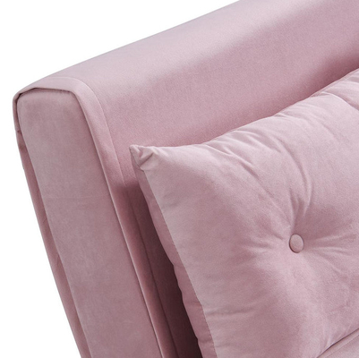 Tri terciopelo rosado tapizado plegable Sofa Bed Chair de Seater del Daybed 2 de la ruedecilla