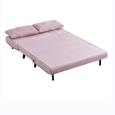 Tri terciopelo rosado tapizado plegable Sofa Bed Chair de Seater del Daybed 2 de la ruedecilla