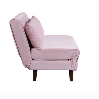 Tri terciopelo rosado tapizado plegable Sofa Bed Chair de Seater del Daybed 2 de la ruedecilla
