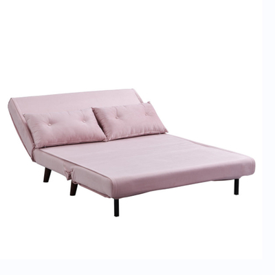 Tri terciopelo rosado tapizado plegable Sofa Bed Chair de Seater del Daybed 2 de la ruedecilla