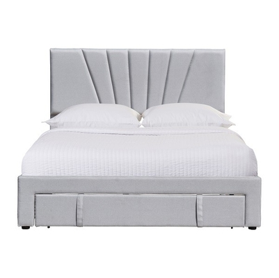 Cama tapizada de cuero Grey Color With Drawer ergonómico del almacenamiento de la tela del tamaño de la reina