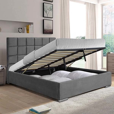 Cama oscura el 140x190cm de Grey Velvet Queen Lift Storage con la elevación del colchón