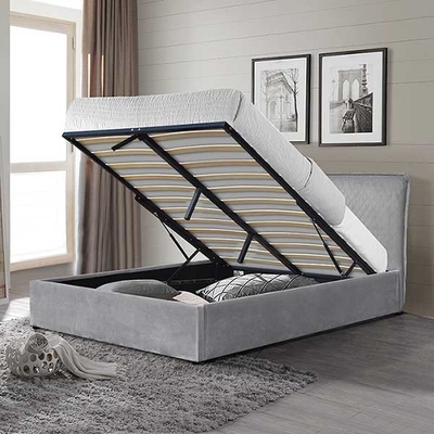 La PU ligera de la cama del almacenamiento de Grey King Size Gas Lift cubre con cuero con el cabecero doble de la almohada