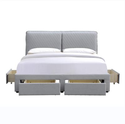 Cabecero doble ligero del airbag de Grey Linen Tufted Storage Bed el 180x200cm con cuatro cajones