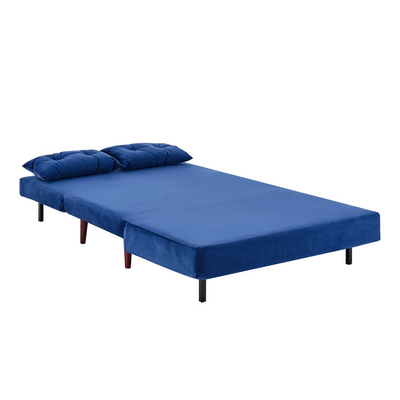 Tri Blue Velvet plegable tapizó el Daybed 2 Seater saca a Sofa Bed