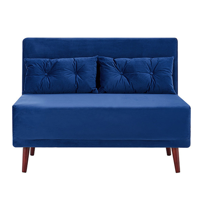 Tri Blue Velvet plegable tapizó el Daybed 2 Seater saca a Sofa Bed