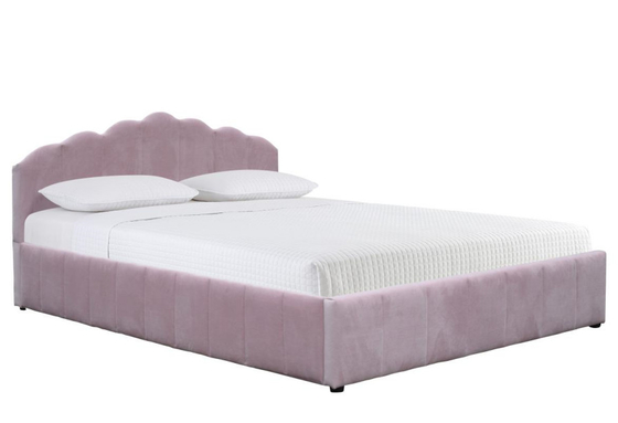 Cama de almacenamiento de elevación de gas tapizada tamaño doble tela de terciopelo de felpa de color rosa
