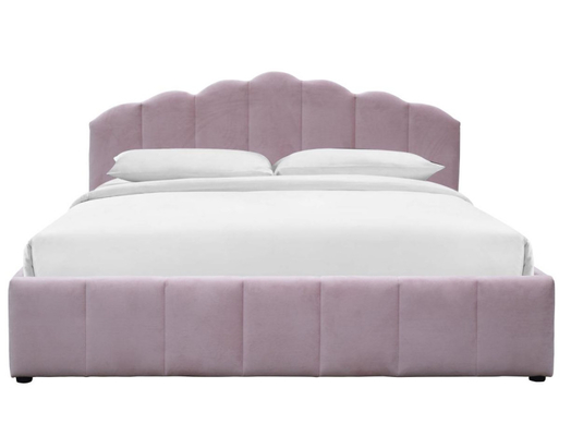 Cama de almacenamiento de elevación de gas tapizada tamaño doble tela de terciopelo de felpa de color rosa