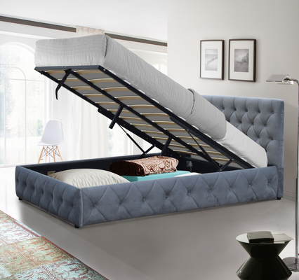 El terciopelo de la felpa tapizó la cama gigante del almacenamiento del marco de la cama del otomano para el dormitorio