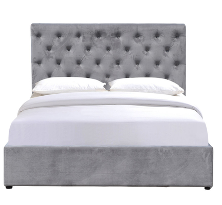 Cama tapizada tamaño king, alta y cómoda, con botones insertados, cabecero, cama de almacenamiento con elevador de gas
