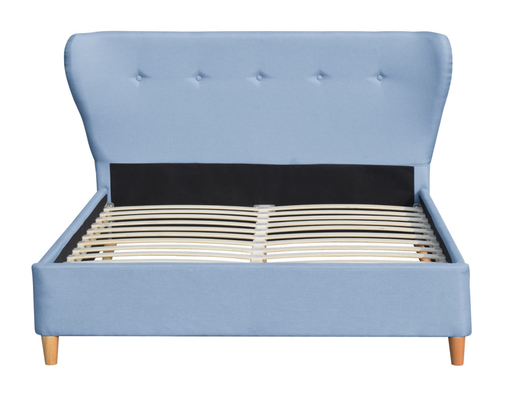 Cama doble otomana de madera moderna Cabecero curvo de lujo de terciopelo gris oscuro