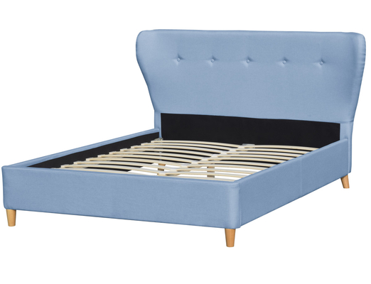 Cama doble otomana de madera moderna Cabecero curvo de lujo de terciopelo gris oscuro