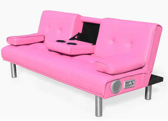 Sofá cama plegable moderno de 3 plazas de piel sintética con pliegue para sala de estar