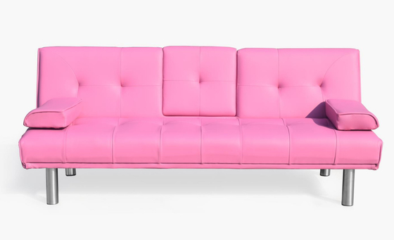 Sofá cama plegable moderno de 3 plazas de piel sintética con pliegue para sala de estar