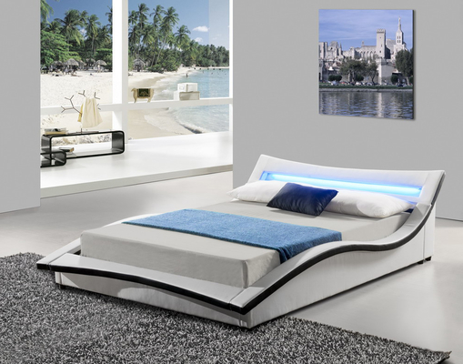 La curva italiana de la cama del almacenamiento de la elevación de gas del diseño forma la PU de la imitación de cuero con el LED