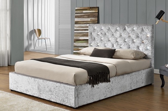 Marco de la cama de rey Size Frabric Upholstered con alto Headbroad para el sitio de la cama