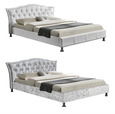 Marco lujoso de la cama de rey Size Velvet Fabric con empenachado y Crystal Headboard