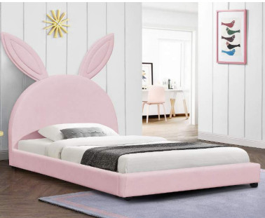 Los niños de la madera contrachapada tapizaron color rosado del estilo del conejo de la historieta del marco de la cama