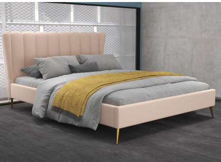 Gigante color nata de la cama de la tela de Wing Back Frame Upholstered