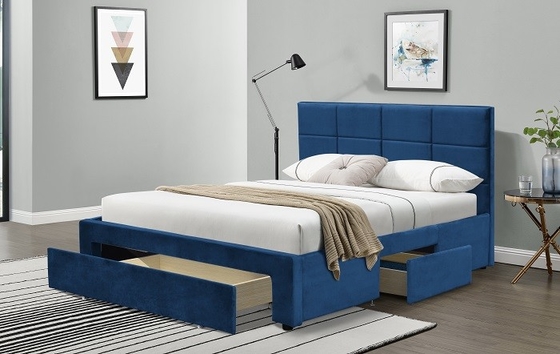 El marco Grey Dark Blue Black Linen de rey Size Upholstered Bed con dibuja