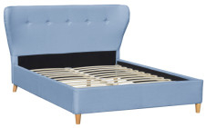 Color azul moderno tapizado tela del marco de la cama de la madera contrachapada del diseño simple