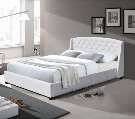 Cama de almacenamiento seccional moderna de piel sintética de tamaño doble con cajones