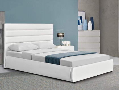 Cama de plataforma tapizada moderna con el cabecero blanco 50pcs MOQ