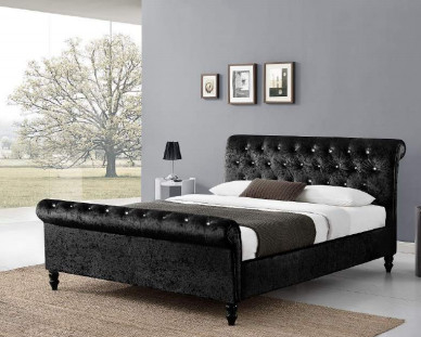 Botón que empenacha el cabecero tapizado de rey Size Chesterfield Styled del marco de la cama