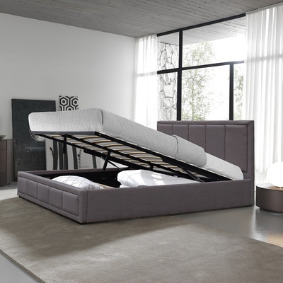 De madera oscuros de Grey Double Size Linen Fabric tapizada acuestan fabricantes al por mayor de la cama