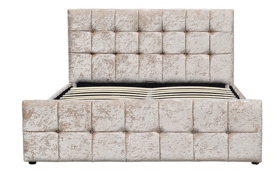 Fabricante tapizado moderno de la cama del almacenamiento del tamaño de la reina de la cama del marco del terciopelo de madera de la tela