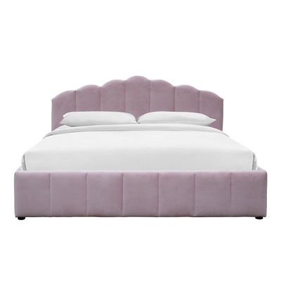 Marco tapizado rosado romántico de la cama del tamaño de la reina de la madera contrachapada del marco de la cama para el dormitorio