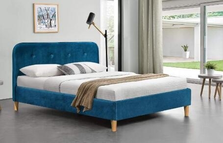 Marco tapizado tela azul brillante de la cama con los fabricantes al por mayor de la cama del cabecero