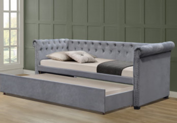 Daybed de Grey Colour Multifunctional Upholstered Trundle con almacenamiento