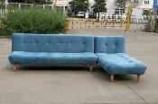 El azul moderno plegable en forma de L tapizó la alta durabilidad de Sofa Bed