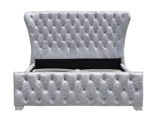 Marco machacado adaptable de rey Home Furniture Bed del terciopelo con los botones