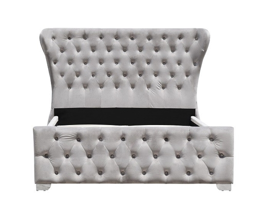 Marco machacado adaptable de rey Home Furniture Bed del terciopelo con los botones