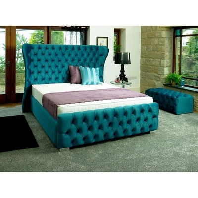 Marco machacado adaptable de rey Home Furniture Bed del terciopelo con los botones