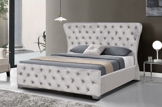 Marco machacado adaptable de rey Home Furniture Bed del terciopelo con los botones