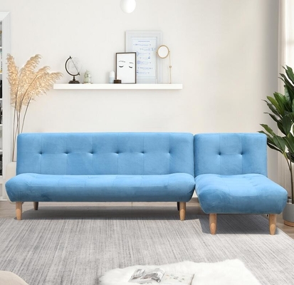 Sofá cama tapizado azul moderno plegable en forma de L de alta calidad