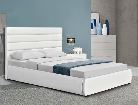 Tamaño opcional Cuadro de cama tapizado blanco con espacio para dormir cómodamente