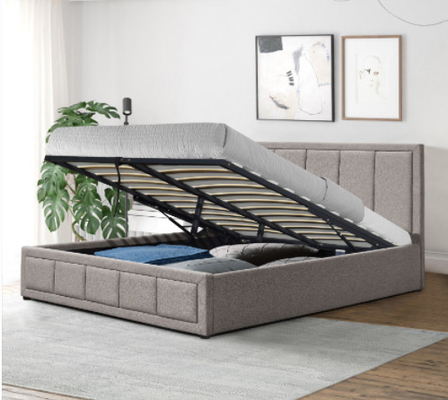Camas llenas tapizadas Plataforma de almacenamiento elevadora de gas Cuadro de cama con soporte de pizarra de madera