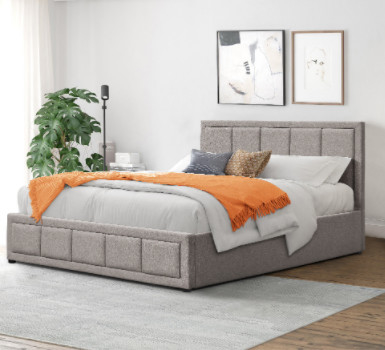 King Size Tejido de lino tapicado con tope Cuadro de cama moderna con almacenamiento BSCI